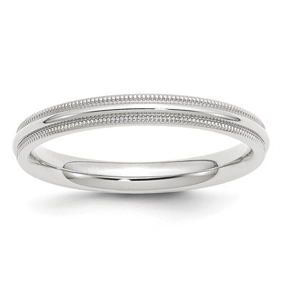 3mm Milgrain Comfort Fit Band 10k White Gold Engravable 1WMC030-10, MPN: 1WMC030-10, 886774471372