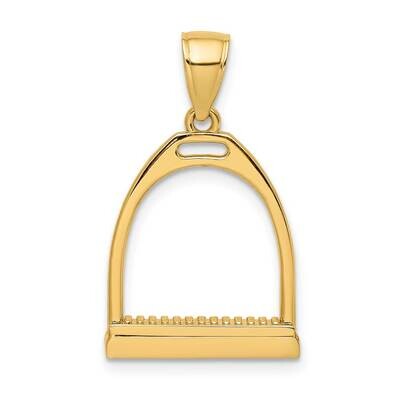 Polished Large Horse Stirrup Charm 14k Gold 3-D K7326, MPN: K7326, 637218178254