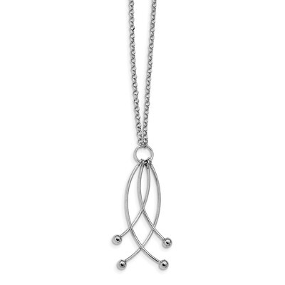4 Curved Dangles Necklace 18 Inch Sterling Silver Rhodium-plated Polished QG4523-18, MPN: QG4523-18…