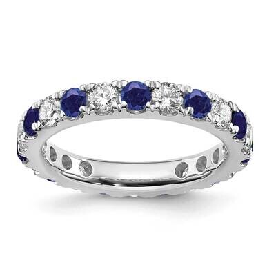 Si1/Si2 G H I &amp; Created Blue Sapphire Eternity Band 14k White Gold Lab Grown Diamond ET0050-CSA-100…