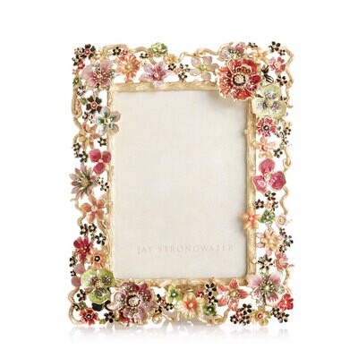 Jay Strongwater Cluster Floral 5&quot; x 7&quot; Picture Frame SPF5859-250, MPN: SPF5859-250,