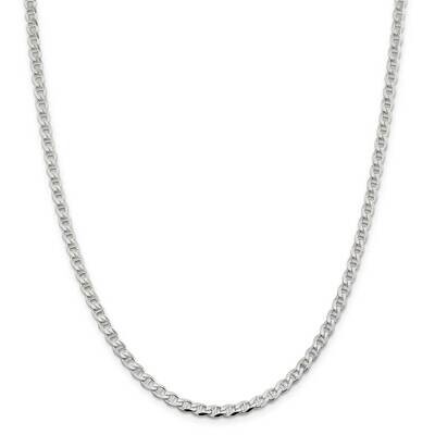4.15mm Flat Cuban Anchor Chain 26 Inch Sterling Silver QFAN100-26, MPN: QFAN100-26,