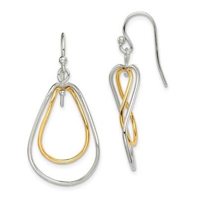 Gold Tone Polished Dangle Earrings Sterling Silver QE14866, MPN: QE14866, 886774102818