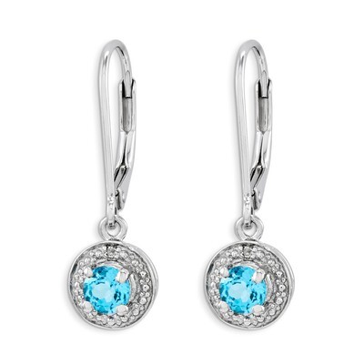 December Blue Topaz Earrings Sterling Silver Diamond QBE11DEC, MPN: QBE11DEC, 886774187471