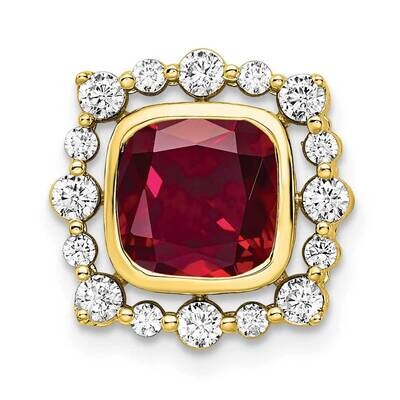 Si1/Si2, G H I, Lab Created Ruby Square Pendant 14k Gold Lab Grown Diamond PM7986-CRU-051-YLG, MPN:…