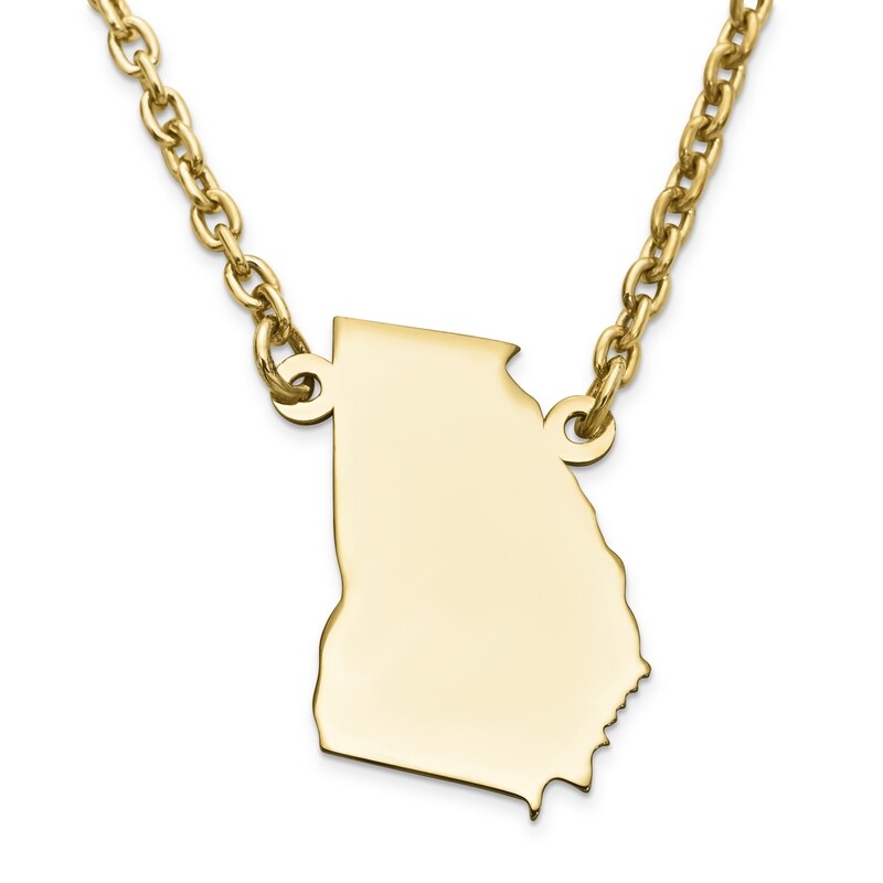 Georgia  State Pendant Necklace with Chain 14k Yellow Gold Engravable XNA706Y-GA, MPN: XNA706Y-GA, …