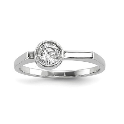 Round CZ Diamond Ring Sterling Silver Rhodium-plated QR6655, MPN: QR6655, 883957901398