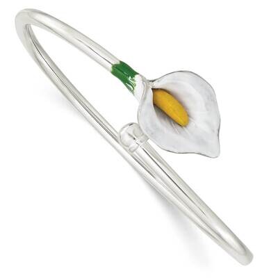 Enameled Lily Flexible Bangle Sterling Silver Polished QB1387, MPN: QB1387, 196904155387