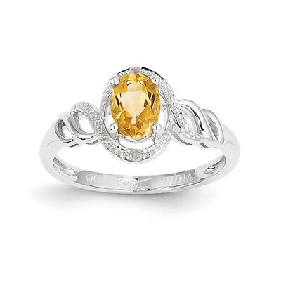 Citrine Diamond Ring 10k White Gold 10XB320, MPN: 10XB320, 883957345468