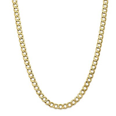 24 Inch 7.0mm Semi-Solid Curb Link Chain 10k Gold 10BC110-24, MPN: 10BC110-24, 191101439667