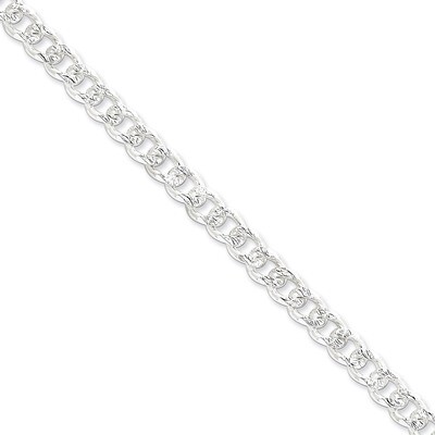 18 Inch 7.5mm Pave Curb Chain Sterling Silver QCF200-18, MPN: QCF200-18, 886774411347