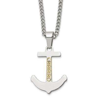 14K Accent Anchor 24 Inch Necklace Stainless Steel Polished SRN2820-24 by Chisel, MPN: SRN2820-24, …