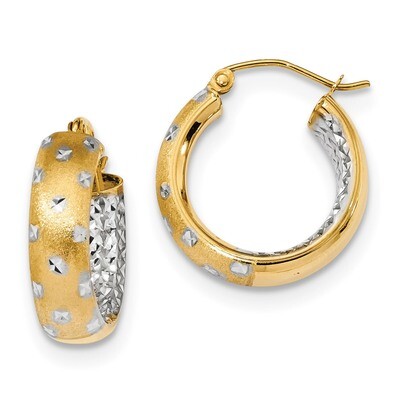 Polished Satin &amp; Diamond -cut In-Out Hoop Earrings 14k Two-tone Gold TF1047TT, MPN: TF1047TT, 19110…
