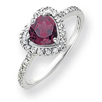 6mm Heart Rhodolite Garnet Diamond Ring 14k White Gold Y4438RG_AA, MPN: Y4438RG_AA, 883957351896