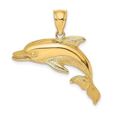 Polished Engraved Open Mouth Dolphin Charm 14k Gold 2-D K7413, MPN: K7413, 637218010950
