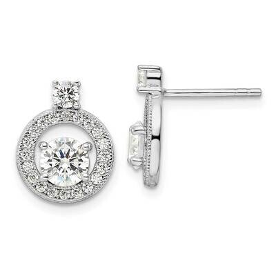 CZ Diamond Circle Post Earrings Sterling Silver Rhodium-Plated QE16205, MPN: QE16205, 196904168929