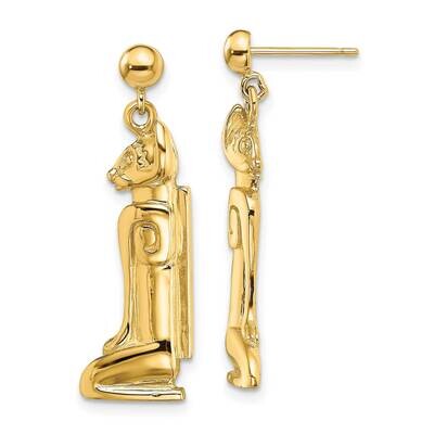 Marco Island Cat Dangle Earrings 2-D 14k Gold TE715, MPN: TE715, 637218127757