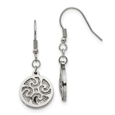Shepherd Hook Dangle Earrings Stainless Steel Polished Textured SRE900 by Chisel, MPN: SRE900, 1911…