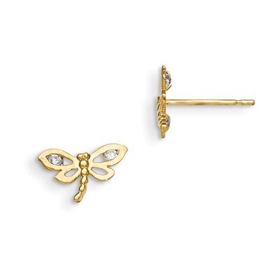 CZ Children&#39;S Dragonfly Post Earrings 14k Gold GK792, MPN: GK792, 886774342795