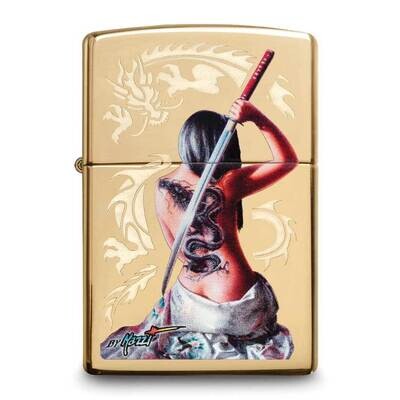 Zippo High Polished Brass Mazzi Dragon Tattoo Lighter GM25836, MPN: GM25836, 191693046540