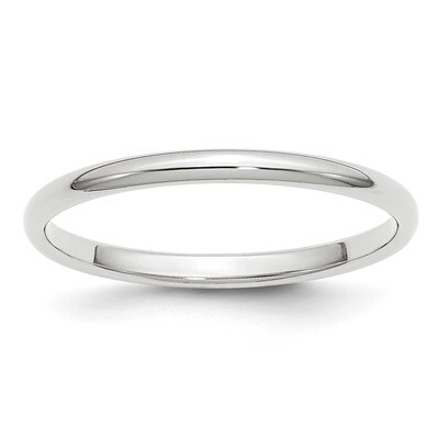 2mm Half Round Band 10k White Gold WHR020 Engravable, MPN: WHR020, 886774297316