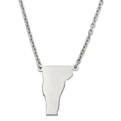 Vermont State Pendant Necklace with Chain 14k White Gold Engravable XNA706W-VT, MPN: XNA706W-VT, 88…