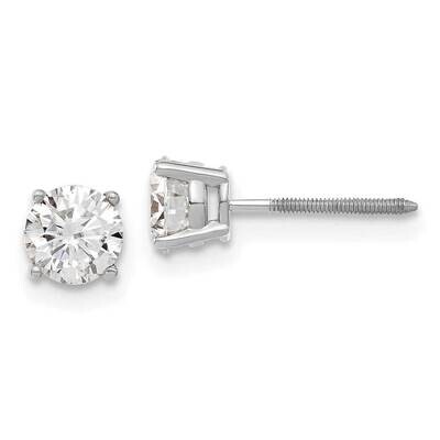 1ct. 5.0mm Round G H I True Light Moissanite Screwback Earrings 14k White Gold WG327-8MT, MPN: WG32…