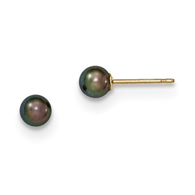 4-5mm Black Round Cultured Pearl Stud Earrings 14k Gold X40PB, MPN: X40PB, 815479016212