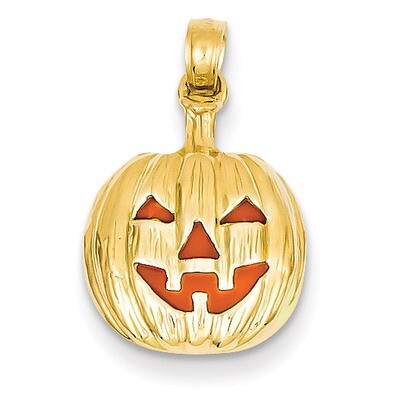 Enameled Inside 3-D Cut-Out Pumpkin Pendant 14k Gold K1733, MPN: K1733, 637218114962