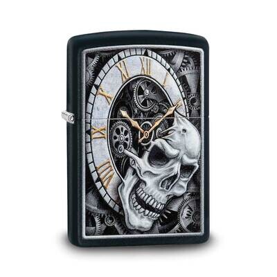 Zippo Black Matte Skull and Clock Design Lighter GM22090, MPN: GM22090, 191693088465