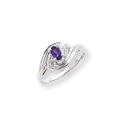 Polished .04ct. Diamond &amp; 5x3 Oval Gemstone Ring Mounting 14k White Gold X9723, MPN: X9723,