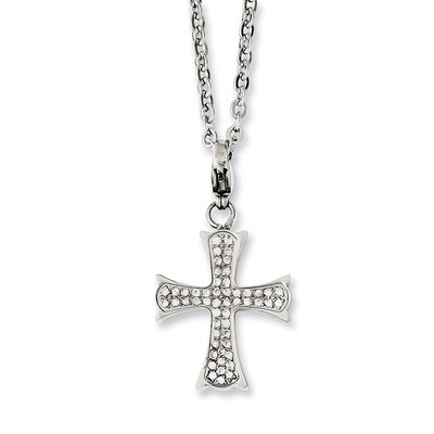 Stainless Steel Diamond Cross Necklace SRN1152-18