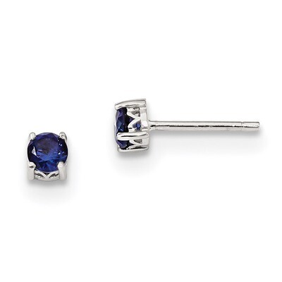 4mm Round Created Sapphire Post Earrings Sterling Silver Rhodium-plated QBE26SEP, MPN: QBE26SEP, 88…