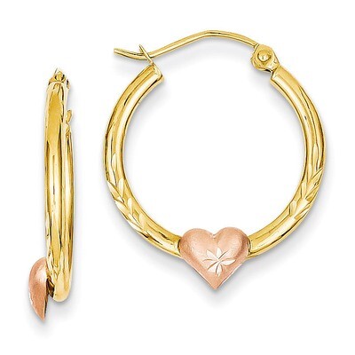 Heart Hoop Earrings 14k Yellow &amp; Rose Gold TL737, MPN: TL737, 886774960623