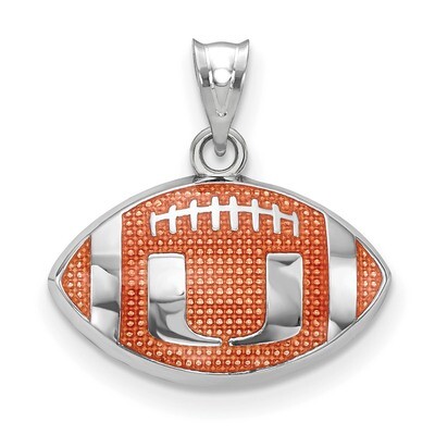 University of Miami Enameled Football Pendant Sterling Silver SS508UMF, MPN: SS508UMF, 634401431677