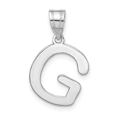 Bubble Letter G Initial Pendant 14k White Gold Polished YC1441WG, MPN: YC1441WG, 196904087558