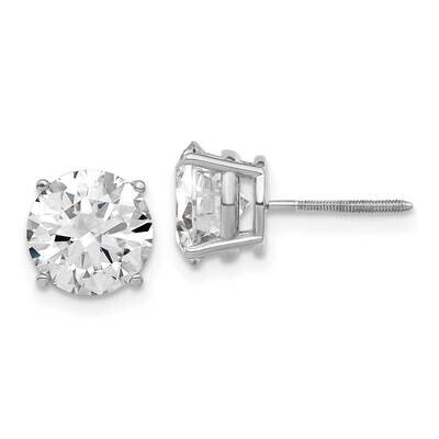 4ct. 8.0mm Round G H I True Light Moissanite Screwback Earrings 14k White Gold WG327-15MT, MPN: WG3…