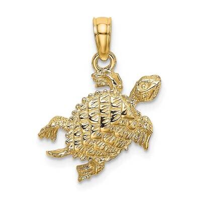 Sea Turtle with Tail Charm 14k Gold 2-D K7647, MPN: K7647, 637218012015