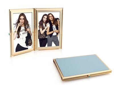 Addison Ross Powder Blue &amp; Gold Travel Picture Frame 2 x 3 Inch e-Gold Plating FR3504, MPN: FR3504,…