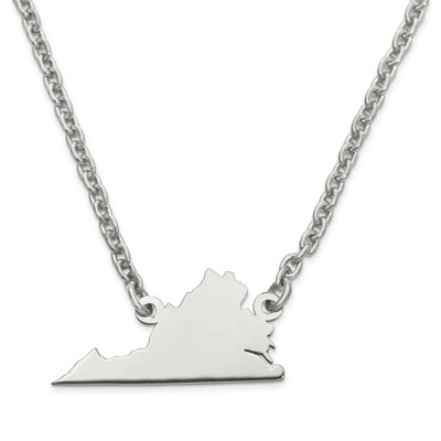 Virginia State Pendant Necklace with Chain 14k White Gold Engravable XNA706W-VA, MPN: XNA706W-VA, 8…