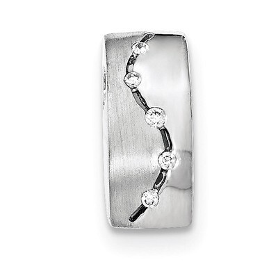 Brushed And Polished CZ Slide Sterling Silver QP4127