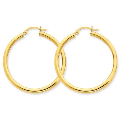 Polished 3mm Round Hoop Earrings 10k Gold 10T941, MPN: 10T941, 883957896274