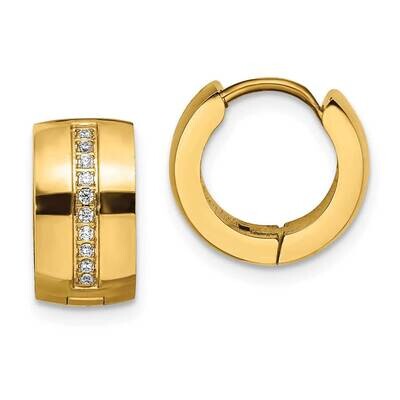 Yellow Ip with Preciosa Crystal Hinged Hoop Earrings Stainless Steel Polished SRE1525, MPN: SRE1525…