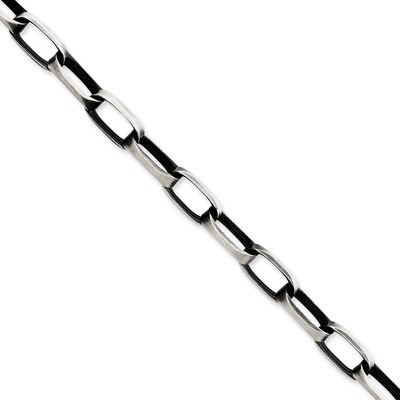 24 Inch 8mm Antiqued Oval Link Necklace Sterling Silver QFC140-24, MPN: QFC140-24, 883957942674