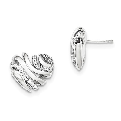 CZ Heart Post Earrings Sterling Silver QE12435