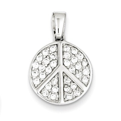 Sterling Silver Rhodium Plated Diamond Peace Pendant QC7726