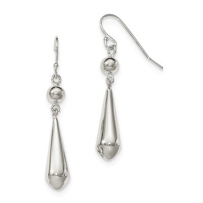 Dangle Shepherd Hook Earrings Sterling Silver Polished QE12072, MPN: QE12072, 886774749334