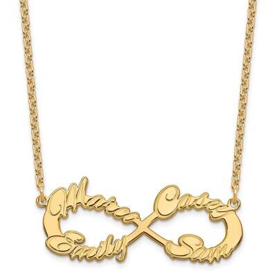 4 Name Infinity Necklace Sterling Silver Gold-plated XNA1193GP, MPN: XNA1193GP,