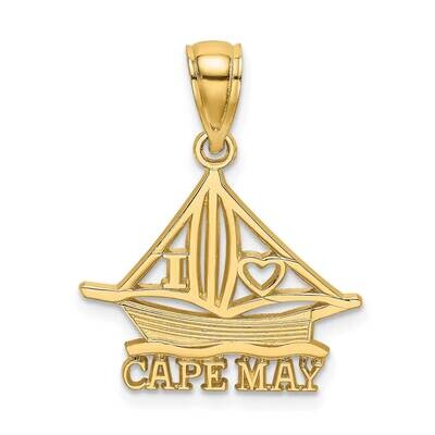 I Heart Cape May with Cut-Out Boat Charm 14k Gold K8225, MPN: K8225, 637218089840