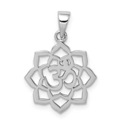 Lotus with Om Center Pendant Sterling Silver Rhodium-plated QP5299, MPN: QP5299, 886774116389
